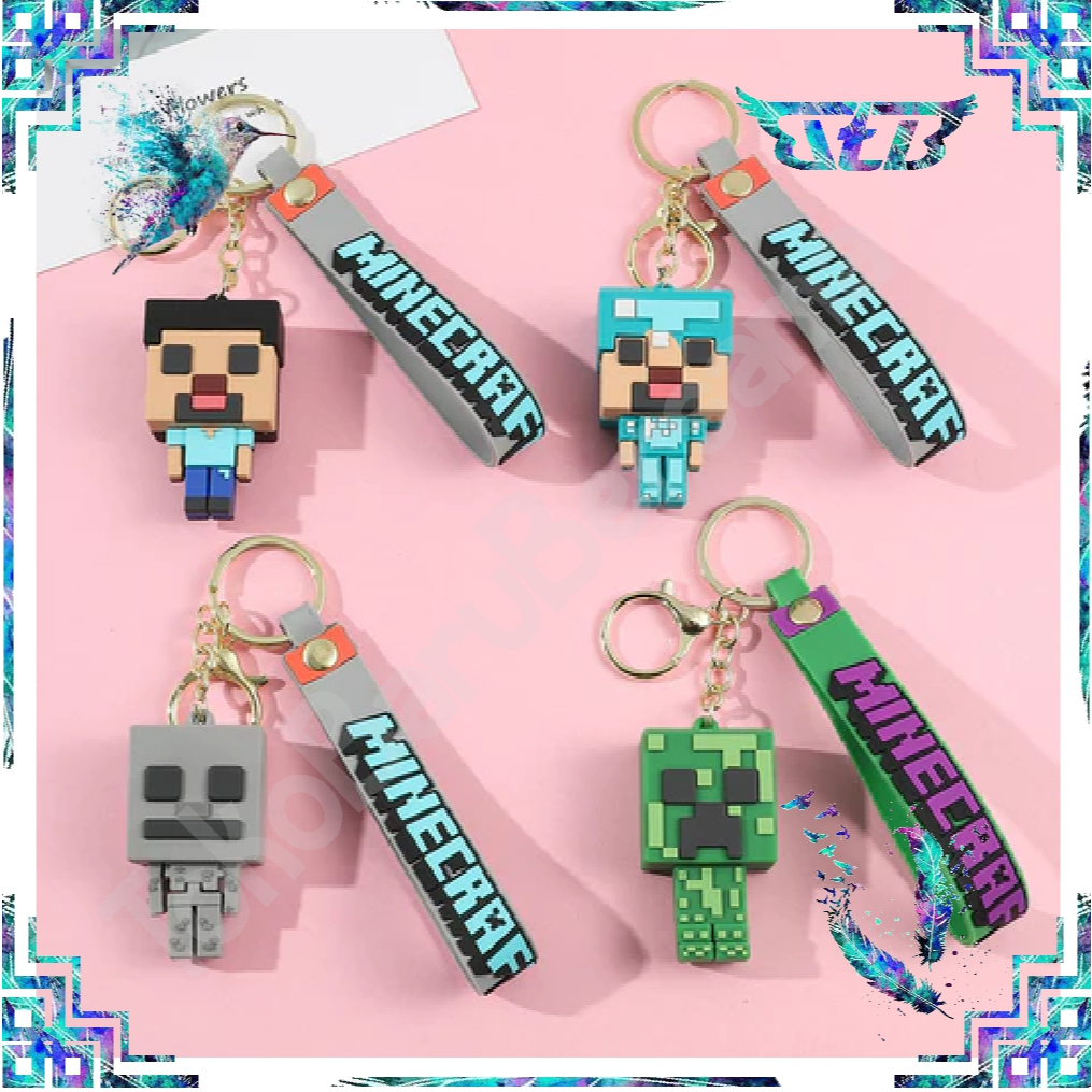 GANTUNGAN SAYA TBB Minecraft พวงกุญแจการ์ตูนโลกของฉันกล่องทรายของขวัญสร้อยคอกุญแจกระเป๋าคู่ Minecraf