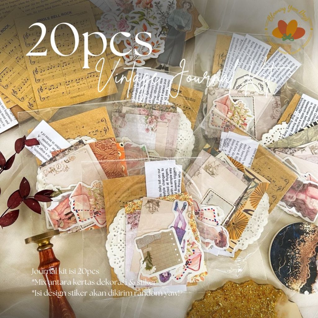 20ชิ้นบันทึกชุดวารสารชุดวินเทจสมุดภาพกระดาษเดคโคความงามกระดาษตกแต่งกระดาษ
