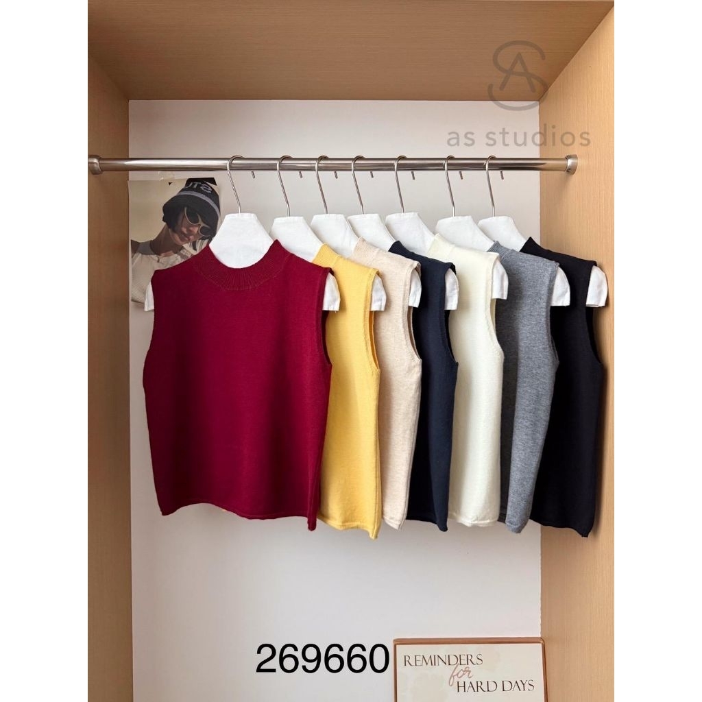 [LC] ONE-K 269660 เสื้อไหมพรมแขนกุด