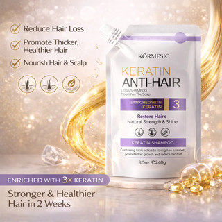 KORMESIC Shampoo Keratin Anti Hair Loss 240gr | Shampoo Anti Rontok & Penumbuh Rambut | Perkuat Akar & Rawat Rambut Rusak