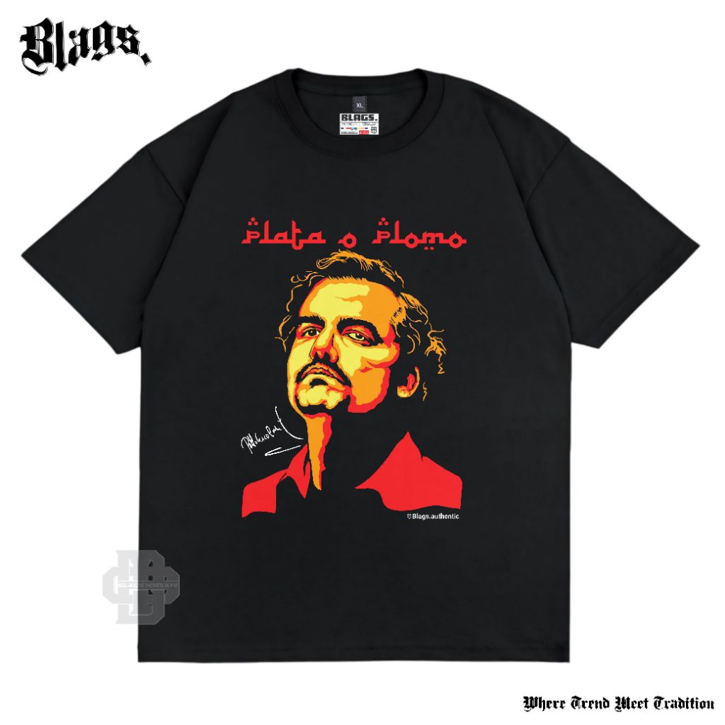 Pablo Escobar Plato O Plomo Tshirt - Pablo Escobar Pop-Art Partizan เสื้อยืด - Blags