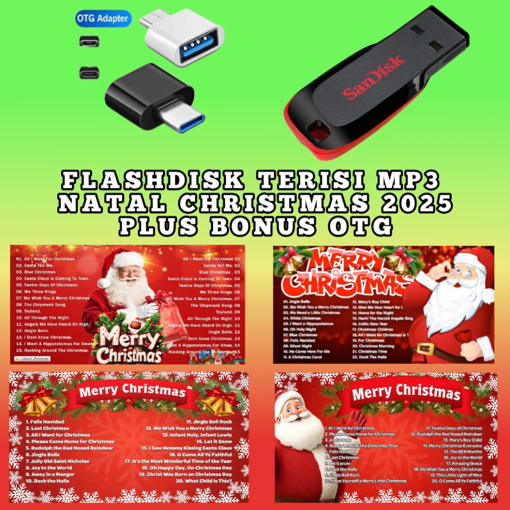 USB FLASHDISK FILLED พร้อม MP3 CHRISTMAS SONGS 2025 FULL - USB FLESDIS LATEST POP CHRISTMAS SONGS - 