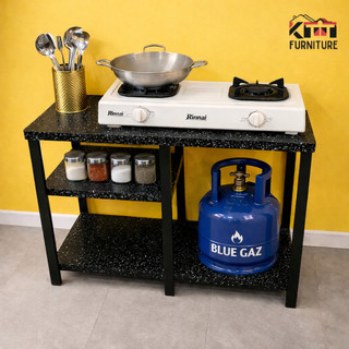 Meja Multifungsi Rak Susun Serbaguna Minimalis Modern 100Cm KTT Furniture Meja Kompor gas 2 Tungku Meja Komputer Kuat dan Tahan Beban Hingga 75Kg