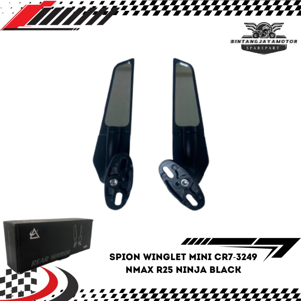 กระจก Mini Winglet CR7 3249 Nmax R25 Ninja Black