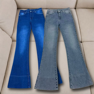 Jennie Cutbray Jeans Higwaist Lipatan Kaki Besar Jeans Non strecht Wanita
