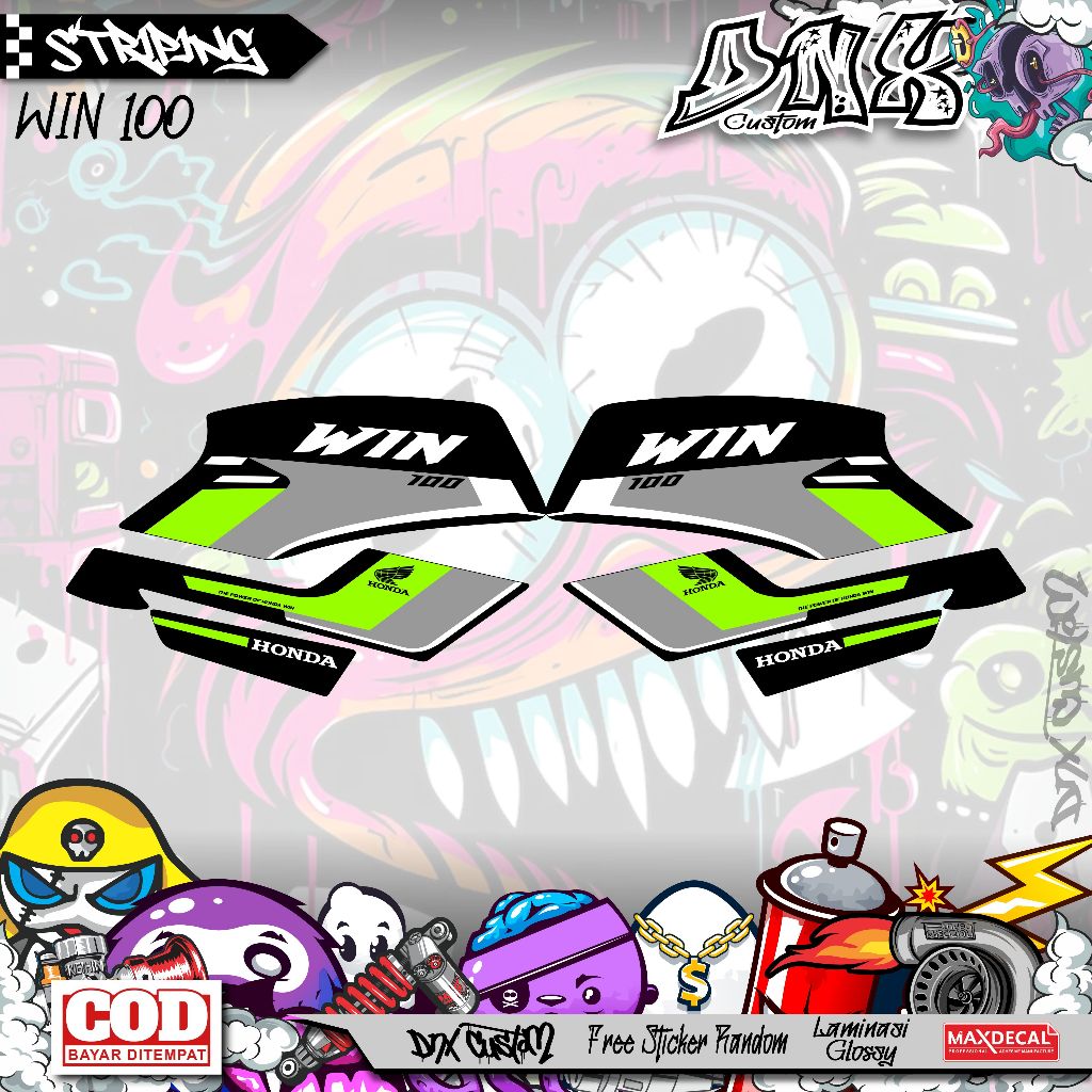 HONDA WIN 100 WIN TRAIL WIN TRABAS KD23 สติ๊กเกอร์หลากหลายแถบ