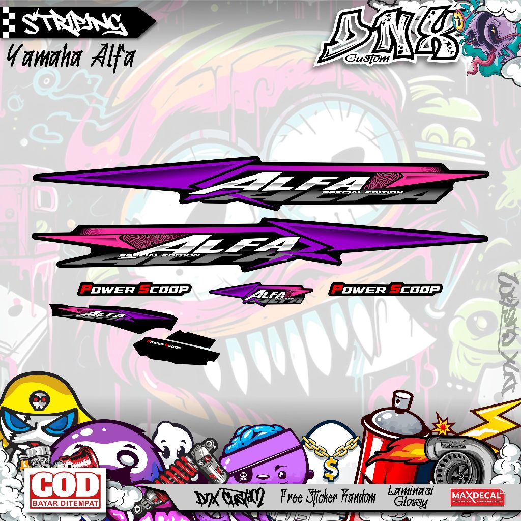 YAMAHA ALFA ALFA 100 1996 POWER SCOOP ALFA RACING STYLE KD7 VARIATION STRIPING