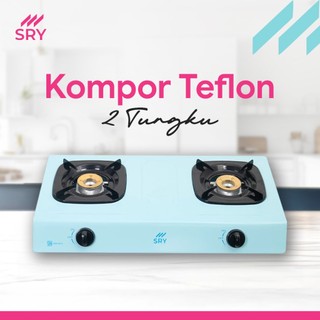 (FREE APRON) SRY Kompor Gas 2 Tungku Teflon Anti Karat Kompor Pastel 2 Tungku Hemat Gas 50% Awet SNI
