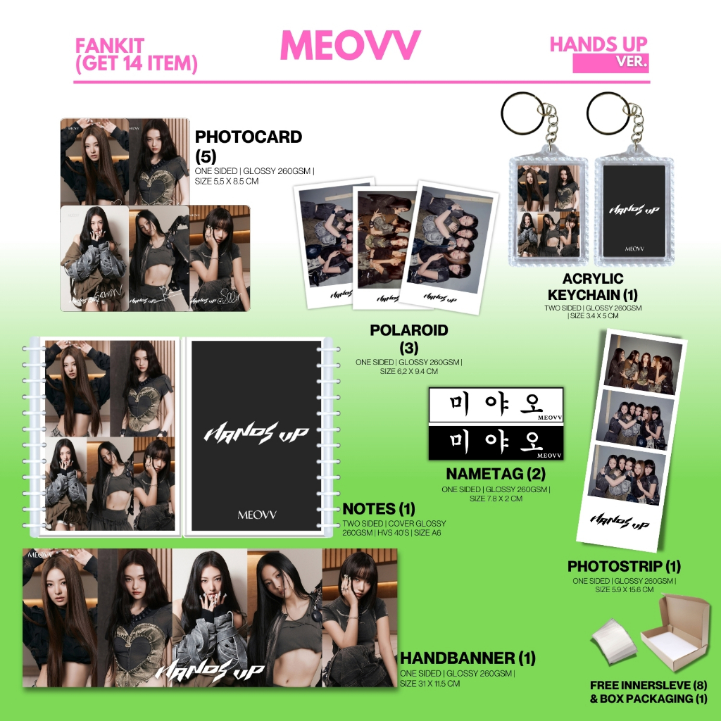 FANKIT MEOVV HANDS UP 14 รายการ KPOP IDOL UNOFFICIAL GAWON ANNA SOOIN NARIN ELLA