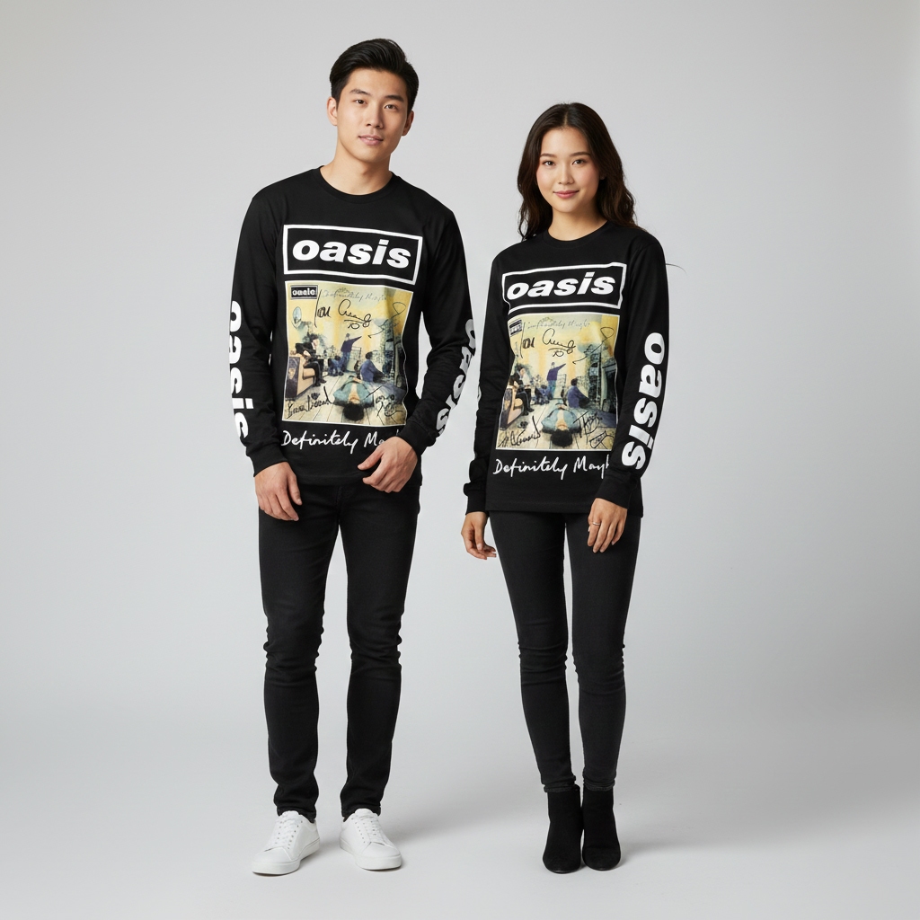 แขนยาวซี่โครงแขนยาว Oasis เสื้อยืด Variant Band เสื้อยืด Combed วัสดุ Oasis เสื้อผ้า Oasis เสื้อยืดล