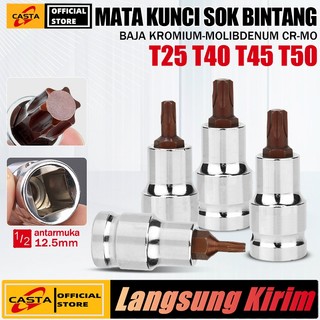 CASTA Mata Socket Bintang Torx Impact 1/2” T25 T40 T45 T50 Kunci Shock Profesional Untuk Bengkel Motor Mobil