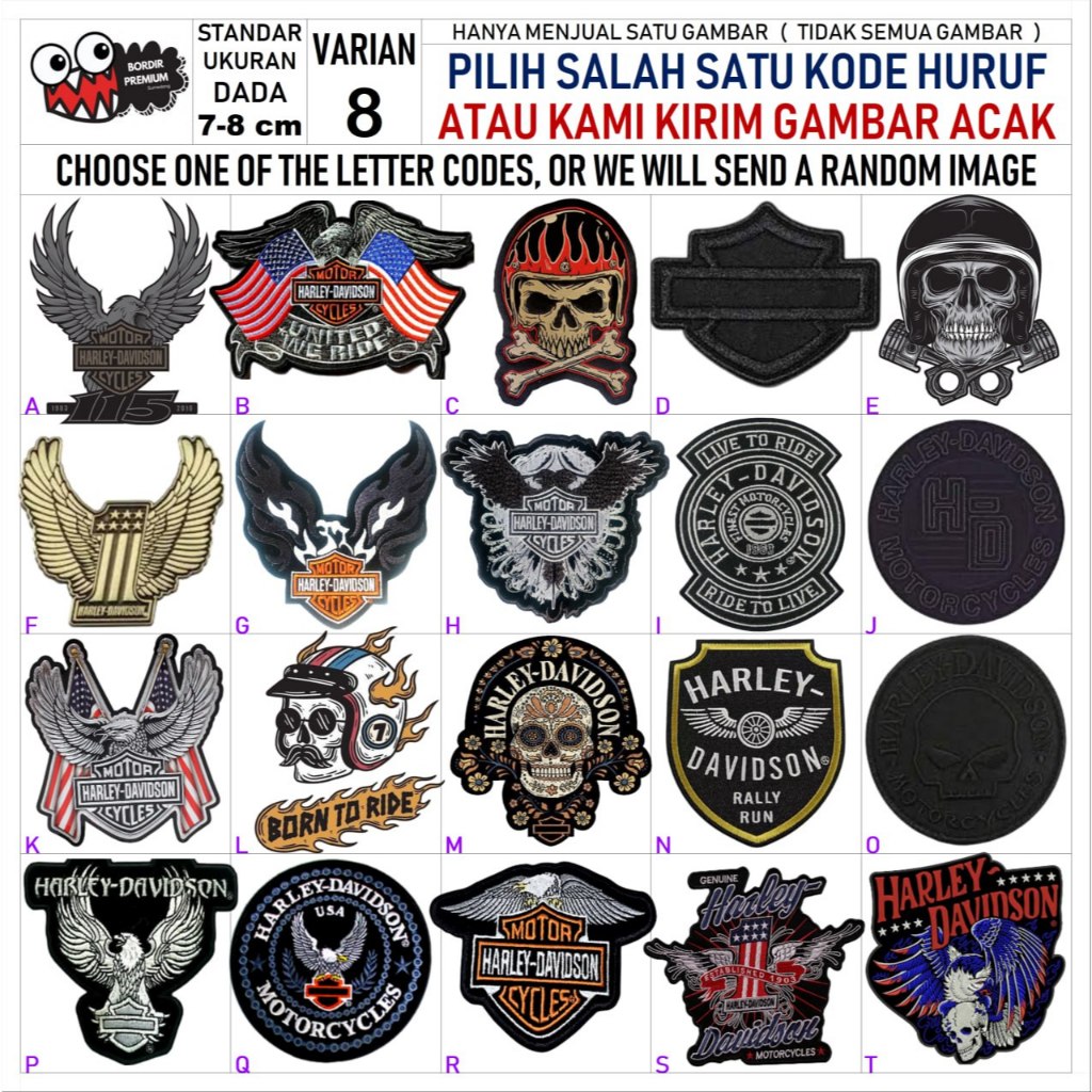 HARLEY DAVIDSON PATCH COMPLETE MOST VARIANT EMBROIDERY 8 - BDS