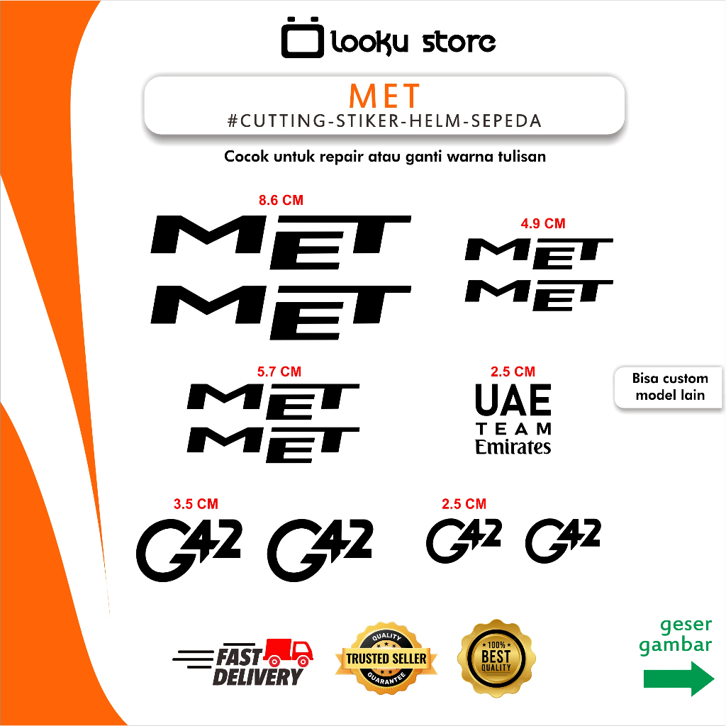 สติ๊กเกอร์ตัด MET สติ๊กเกอร์ หมวกกันน็อค Roadbike MTB