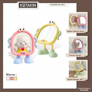 KOTAKIN Cermin Kaca Meja Rias Makeup Karakter Kartun Lucu Serbaguna Standing Mirror Portable