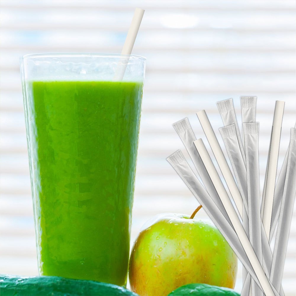 HA 100 ชิ้นเป็นมิตรกับสิ่งแวดล้อมหลอดกระดาษ 69x19.7 มิลลิเมตร 20 เซนติเมตร Eco กระดาษฟาง Hygienic Ca