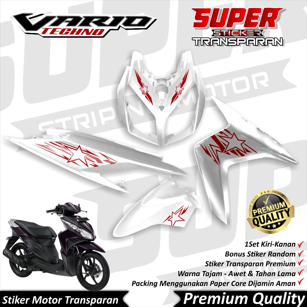 สติ๊กเกอร์ใส Vario 110 Techno คาร์บูเรเตอร์ Anti-fade cool Striping Vario Techno Striping Honda Vari