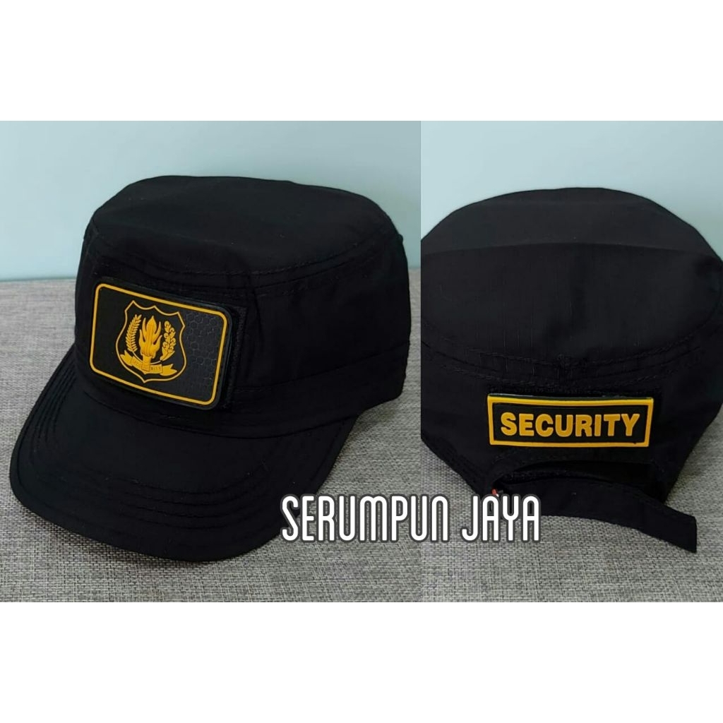สีเหลืองโลโก้ SECURITY COMMAND HAT 2 PATCH RUBBER ADHESIVE STICK REMOVABLE - โลโก้สีเหลืองหมวกยืดหยุ