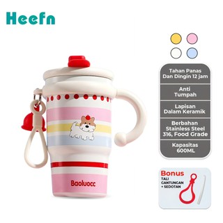 Heefn 600ML Baoluacc Tumbler Stainless Steel Botol Minum Anti Tumpah Lapisan Dalam Keramik