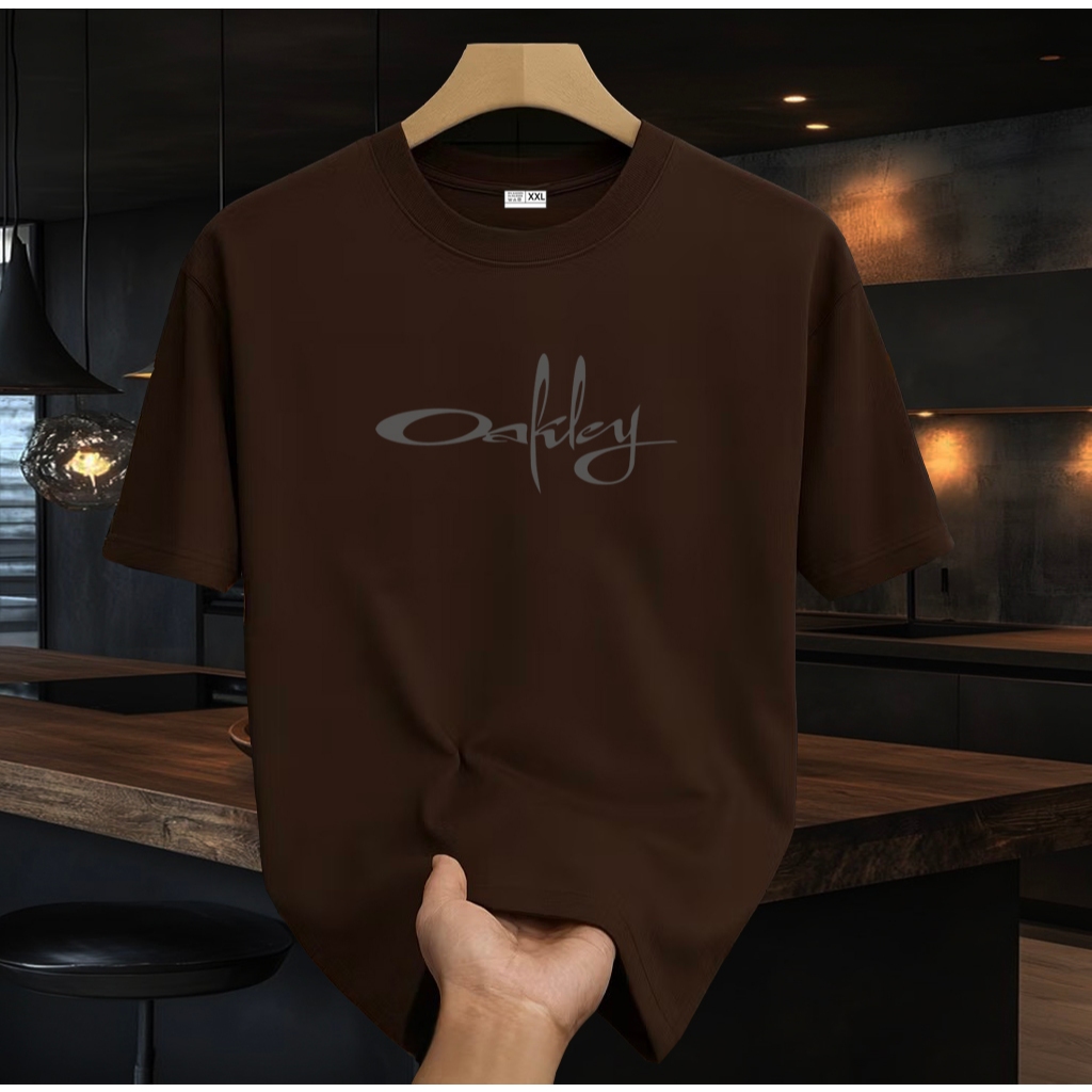 เสื้อยืดแขนสั้นผู้ชายและผู้หญิง / เสื้อ Okley Silver / คุณภาพระดับพรีเมียม 24s Combed Cotton Distro 
