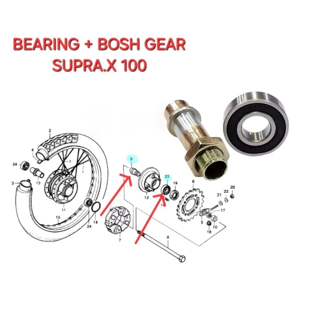 Bosh Bos Gear Gir Plus Laher Bearing Nap เกียร์หลัง Supra X Grand Legenda Prima Win Star C70 Supra F