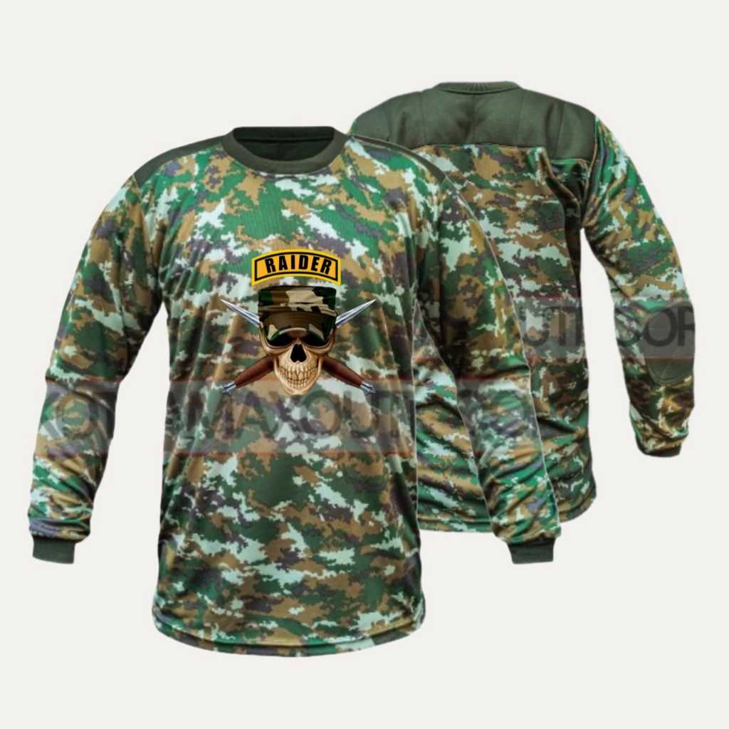 SIKU TNI Sage COMMAND RAIDER สีเขียวพรางเสื้อยืดแขนยาวแห้ง Fit ข้อศอกและไหล่หนาฟองน้ําชั้นสําหรับทุก