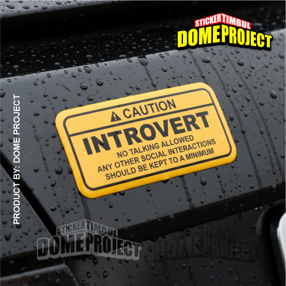 WARNING WARNING สติ๊กเกอร์ INTROVERT WARNING – 3D เรซิ่นรถยนต์สัญลักษณ์รถจักรยานยนต์ Anti Yellowing & กันน้ํา