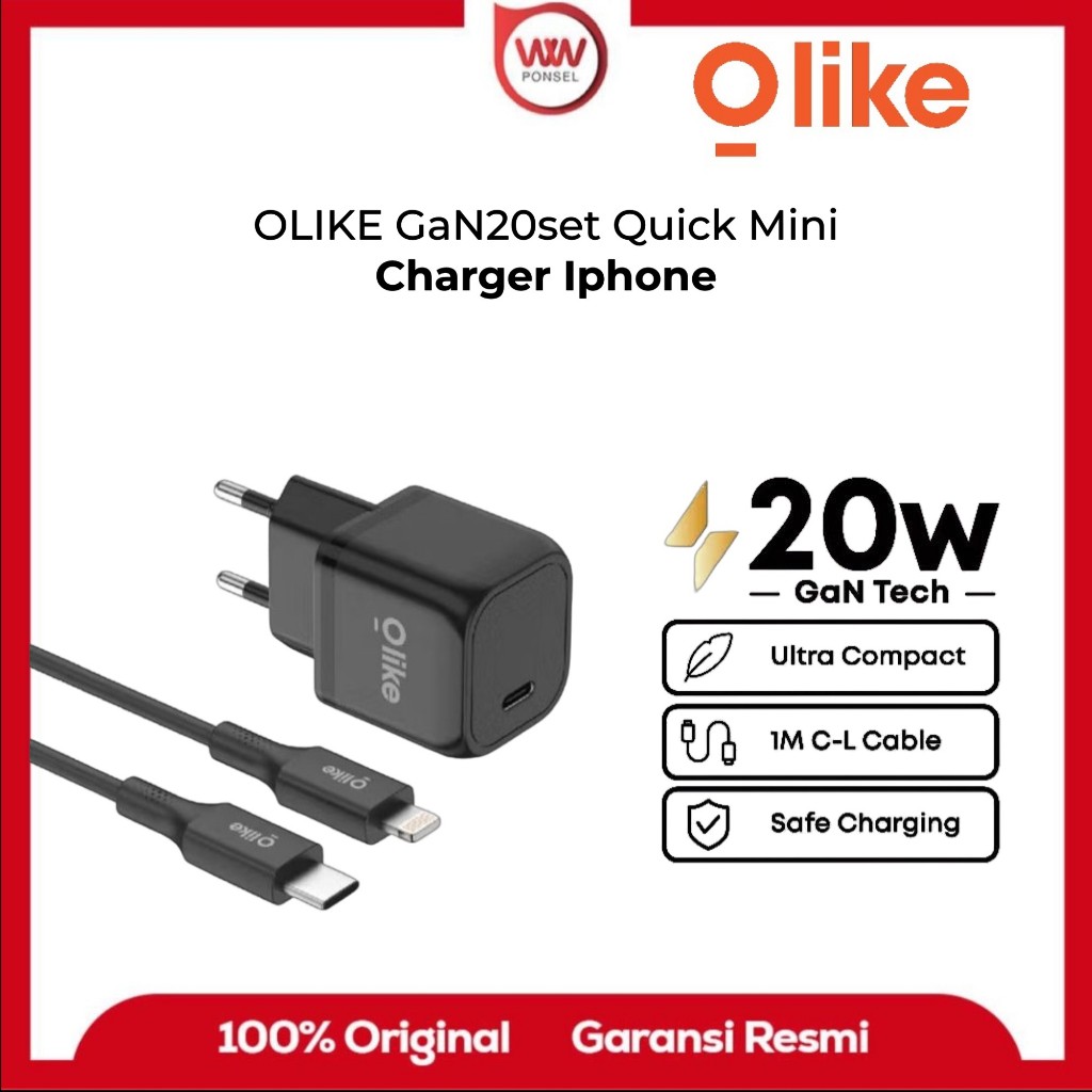 Olike GaN20Set Gan Tiny Charger set 20w type c to linghtning