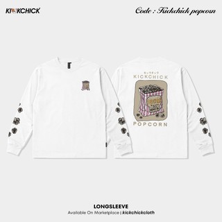 Kickchick Longsleeve Kickchick Popcorn Black & White | Kaos Lengan Panjang | Atasan Unisex | KC-LS153