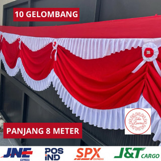 BENDERA PANJANG BACKGROUND MERAH PUTIH DEKORASI GEDUNG KANTOR