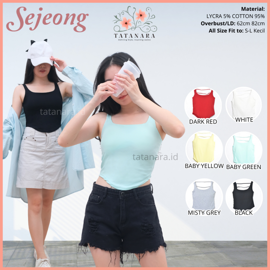 TATANARA - SEJEONG - เสื้อกล้าม Bra แฟชั่นเกาหลี Tanktop Bra ผู้หญิง Tanktop Bralette Cropped Bra To