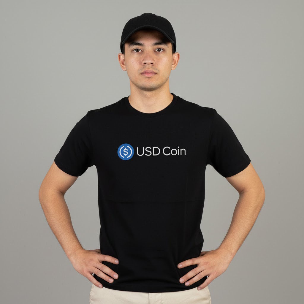 USDC Coinbase Crypto Stable Coin เสื้อยืดผ้าฝ้าย เสื้อผ้าพรีเมี่ยม