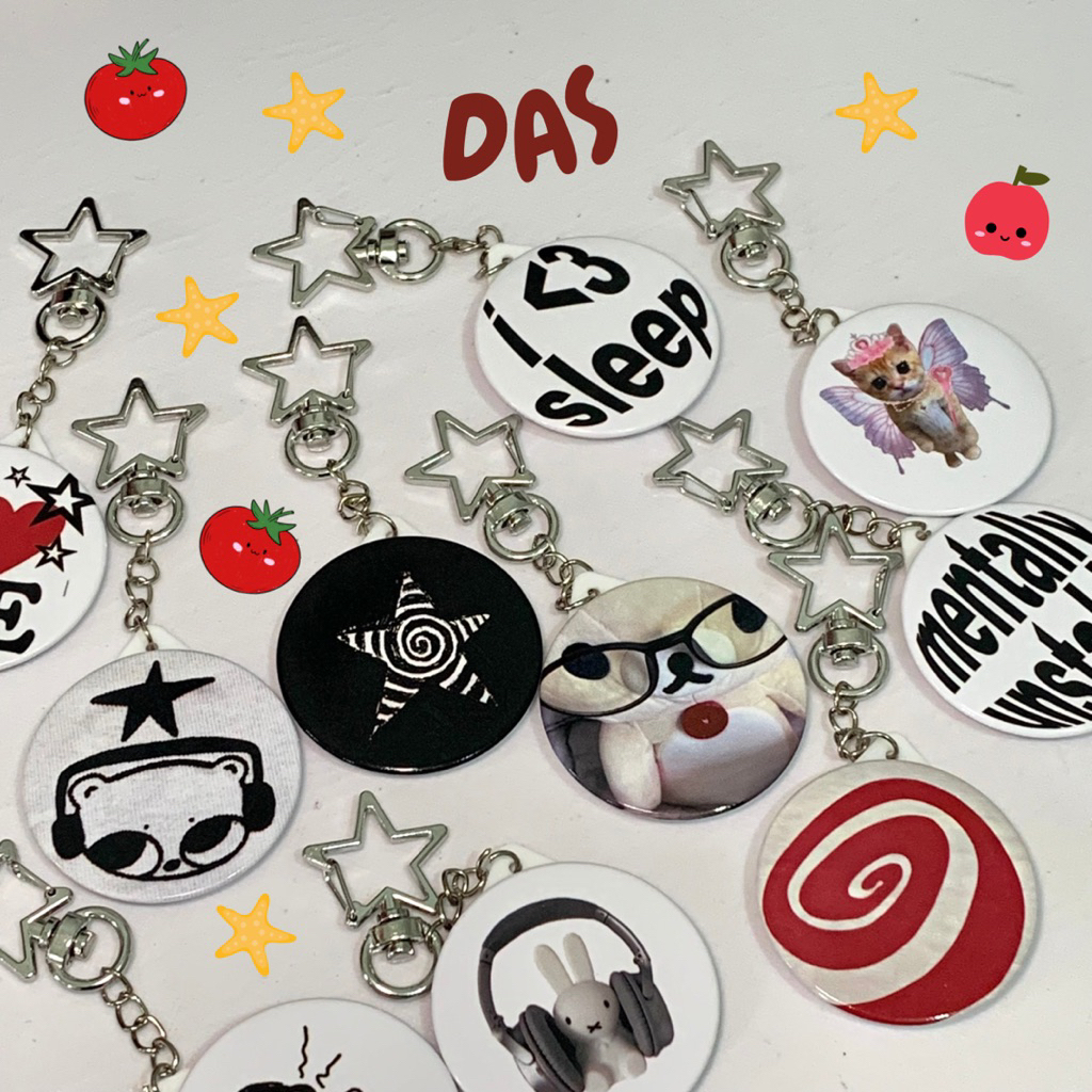 DAS Y2K MIRROR BUTTON BAG CHARMS