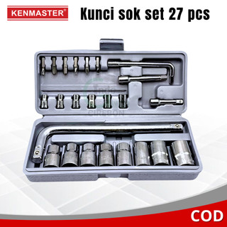 Kunci Sok Set 27 Pcs Kenmaster kunci shock full set Socket Wrench Sock Motor Murah Berkualitas
