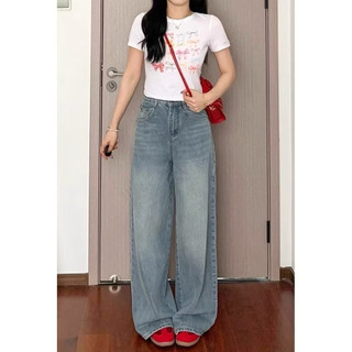 Celana Jeans Wanita Terbaru Kulot Highwaist Korea Biru Muda - Baggy Jeans Wanita High Waist Celana Jeans Kekinian