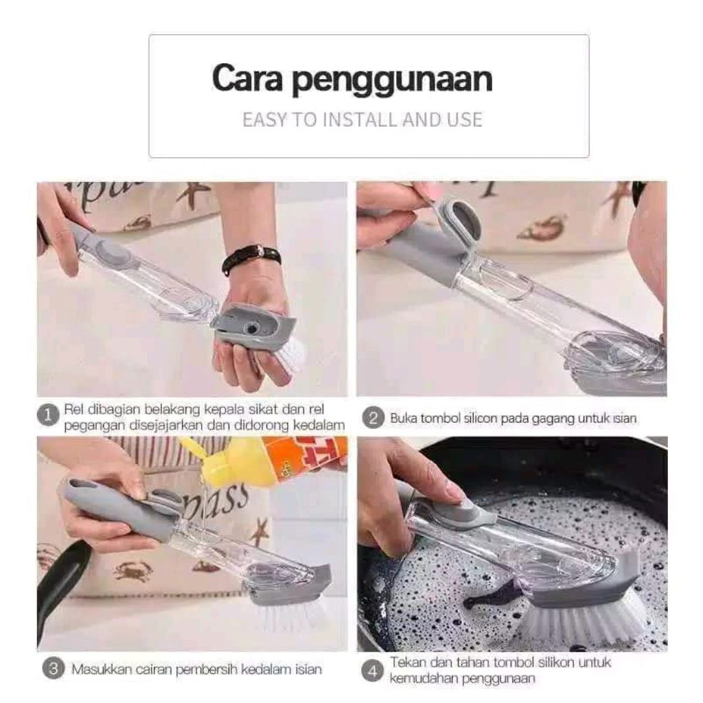 AfivOlshop Kitchen Pot Soap Dispenser Brush Stick Pot Brush