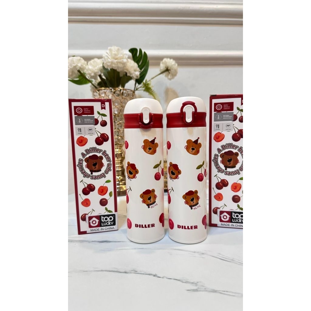 DILLER Tumbler Bottle Diller D9228- 480ML 316 สแตนเลสและอาหาร-เกรด PP พลาสติกติดตั้งหมวกล็อคฉนวนกันค
