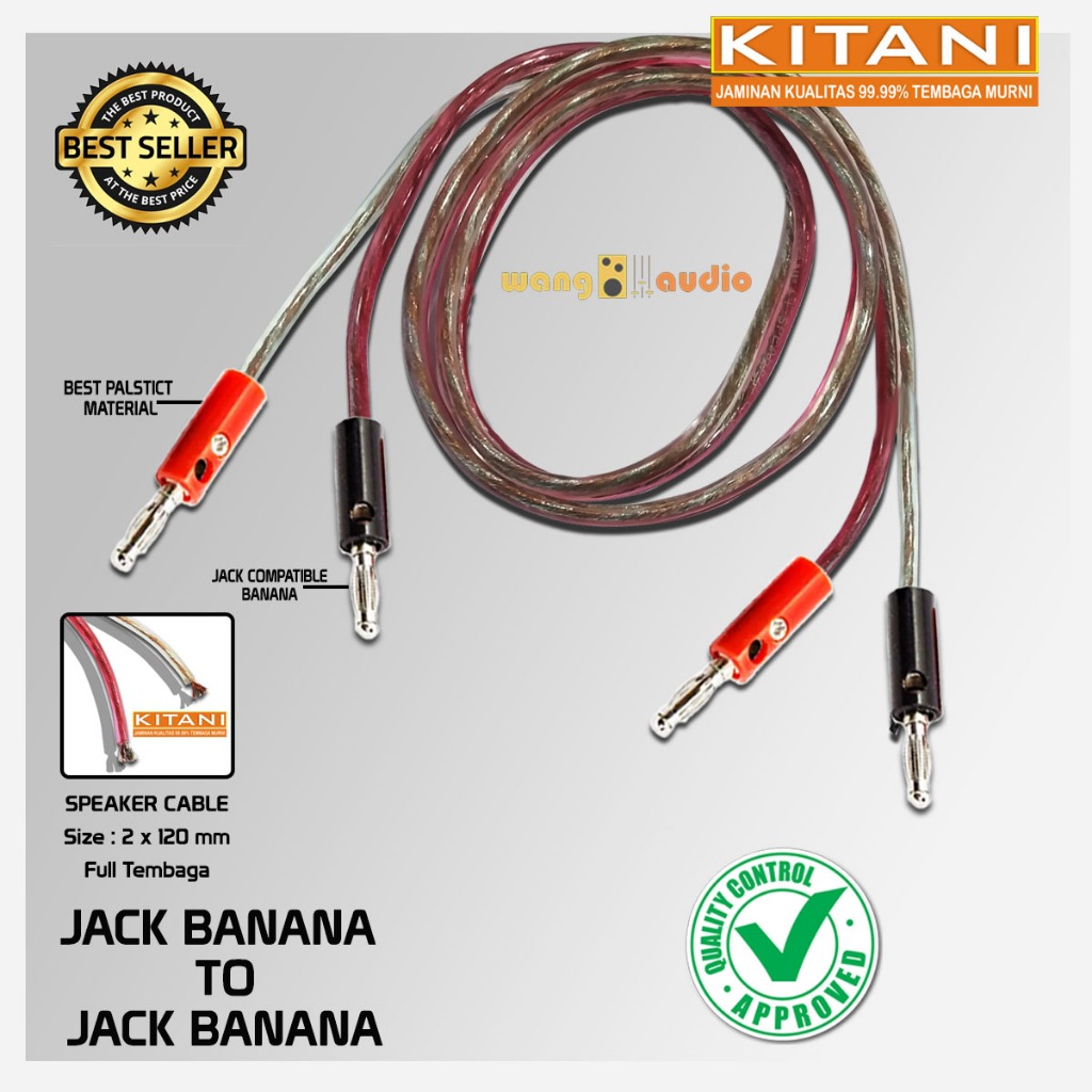 KITANI 2X120 - สายสัญญาณเสียง / สายลําโพงใส 2x Jack Banana to 2x Jack Banana - WANG