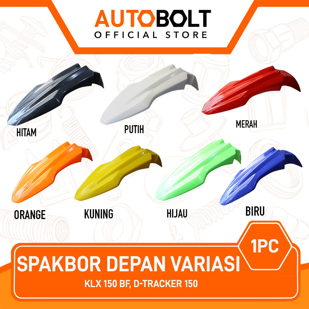 HIJAU MERAH บังโคลนหน้า Variation KLX 150 BF & D-Tracker Spak Board Drill Spakboard Mudguard Ceepat Front Black & White & Red & Blue & Yellow & Green & Orange AUTOBOLT