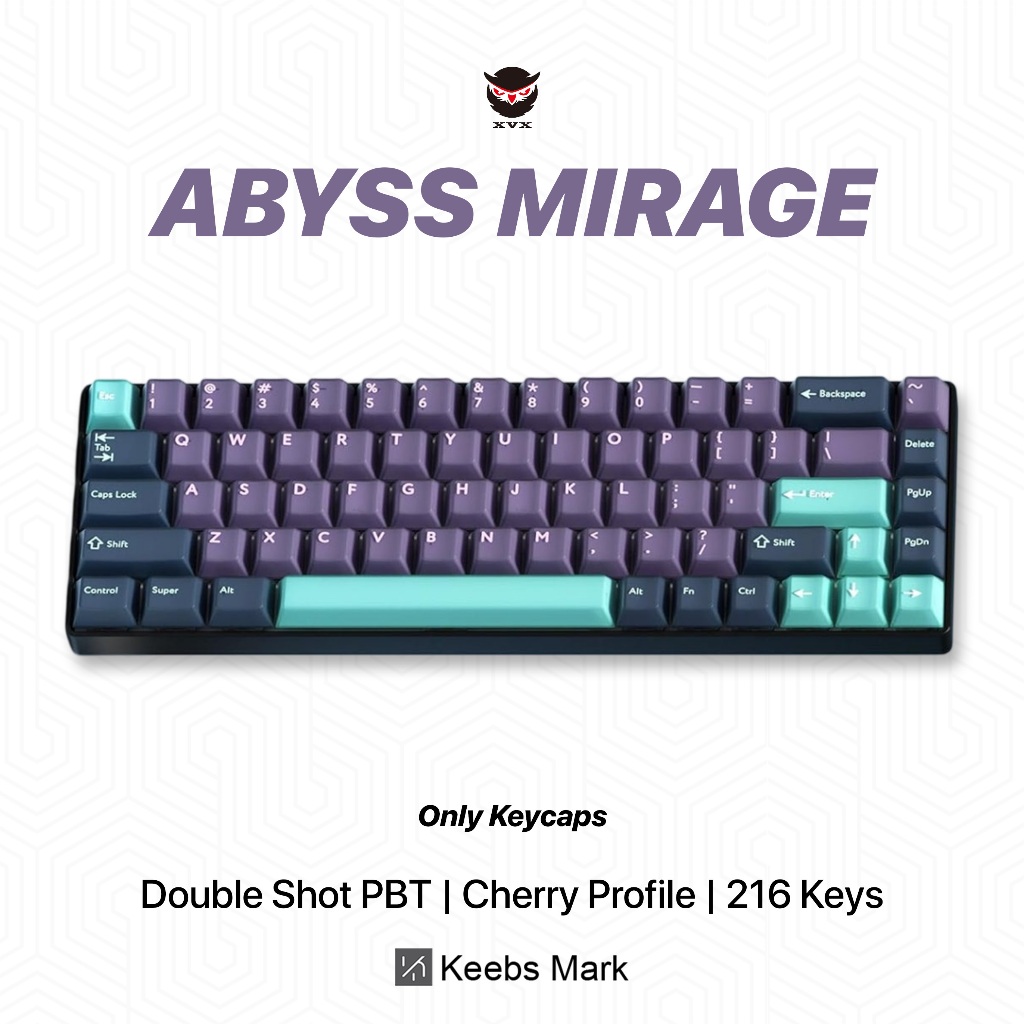 XVX Abyss Mirage Doubleshot PBT Keycaps 216 คีย์คีย์บอร์ดเครื่องกลโปรไฟล์เชอร์รี่
