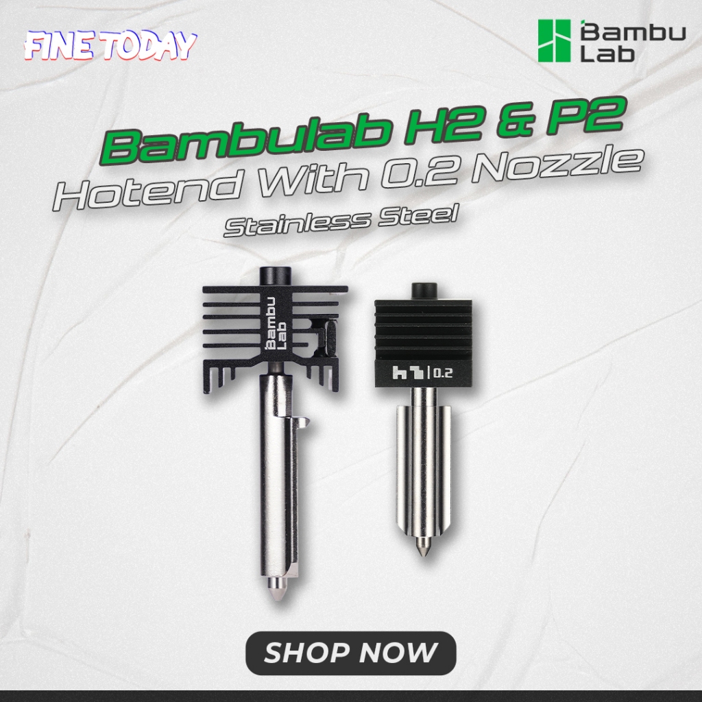 3D ชิ้นส่วนเครื่องพิมพ์ BambuLab Hotend H2D H2S P2S Series สแตนเลส 0.2 มม.หัวฉีด Easy Swap