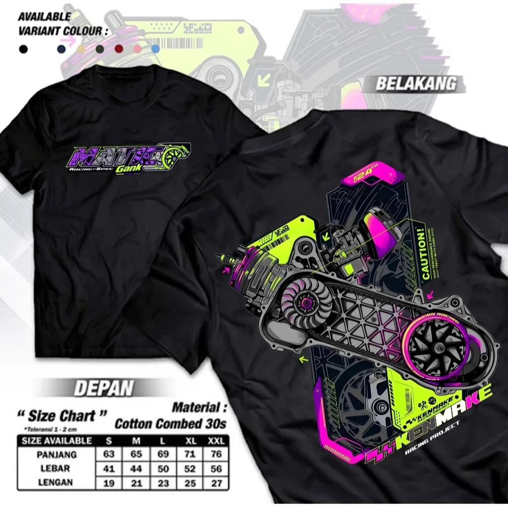 Abastore.idn Kaos Distro MATIC KENMAKE Tshirt Racing 5TP Gank พิมพ์ผ้าฝ้ายสีดําสีขาวกรมท่า Maroon