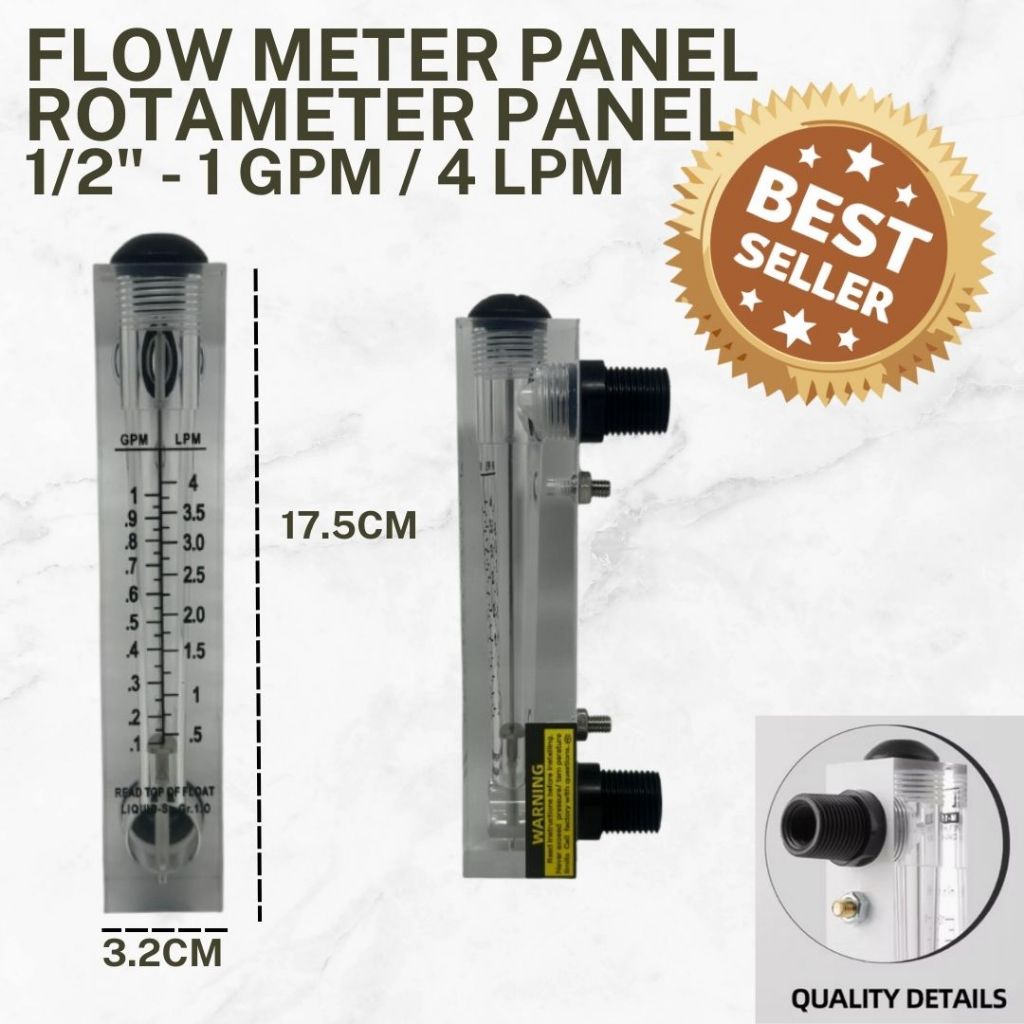 LZM 15 Flow meter แผงรุ่น 1/2 นิ้ว rotameter flowmeter 0.5 นิ้วซึ่งนับน้ําได้ Flow 1 Gpm 2 Gpm 3 G/M