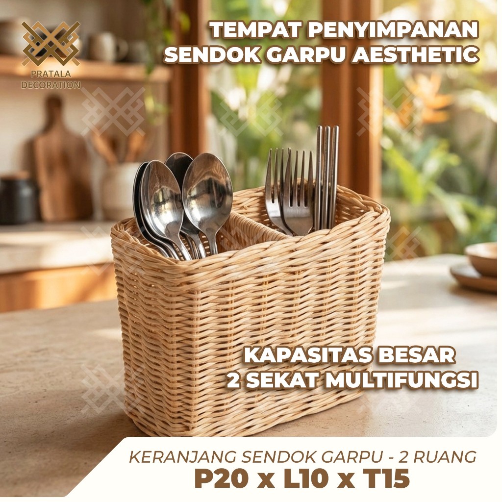 PRATALA RATTAN SPOONS, FORKS, CHOPSTICKS, 2-COMPONY AESTHETIC RETURANT GRADE P20 X W10 X H15