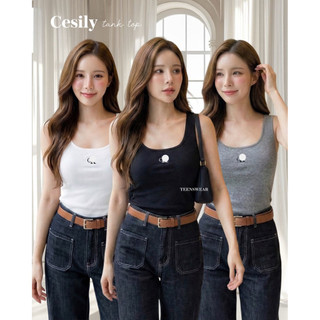Cesily Tank Top - Cotton Candy Sleeveless Knit Tank Top Import Bangkok