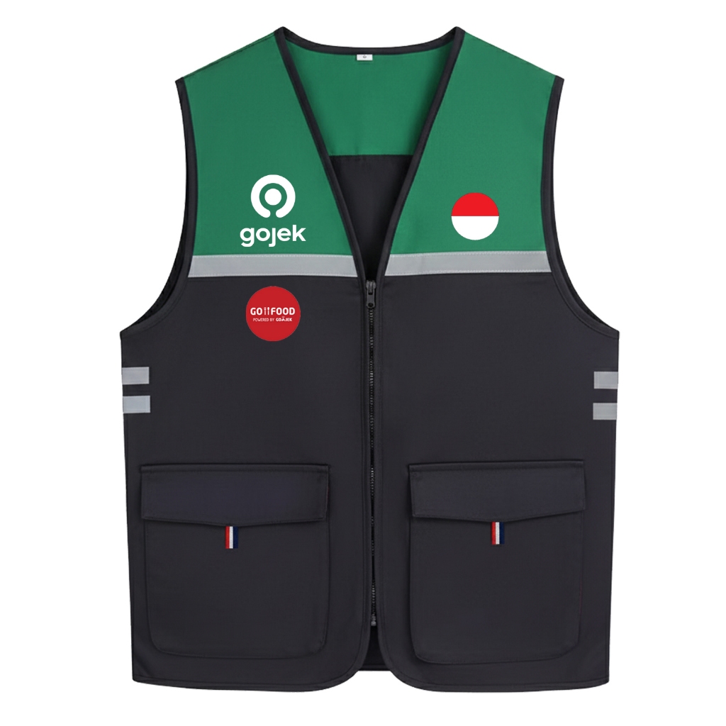 Gojek indonesia Mens Outdoor Trend Vest - Gojek Hiking Vest Mens Motorcycle Vest Ojol Gojek Online