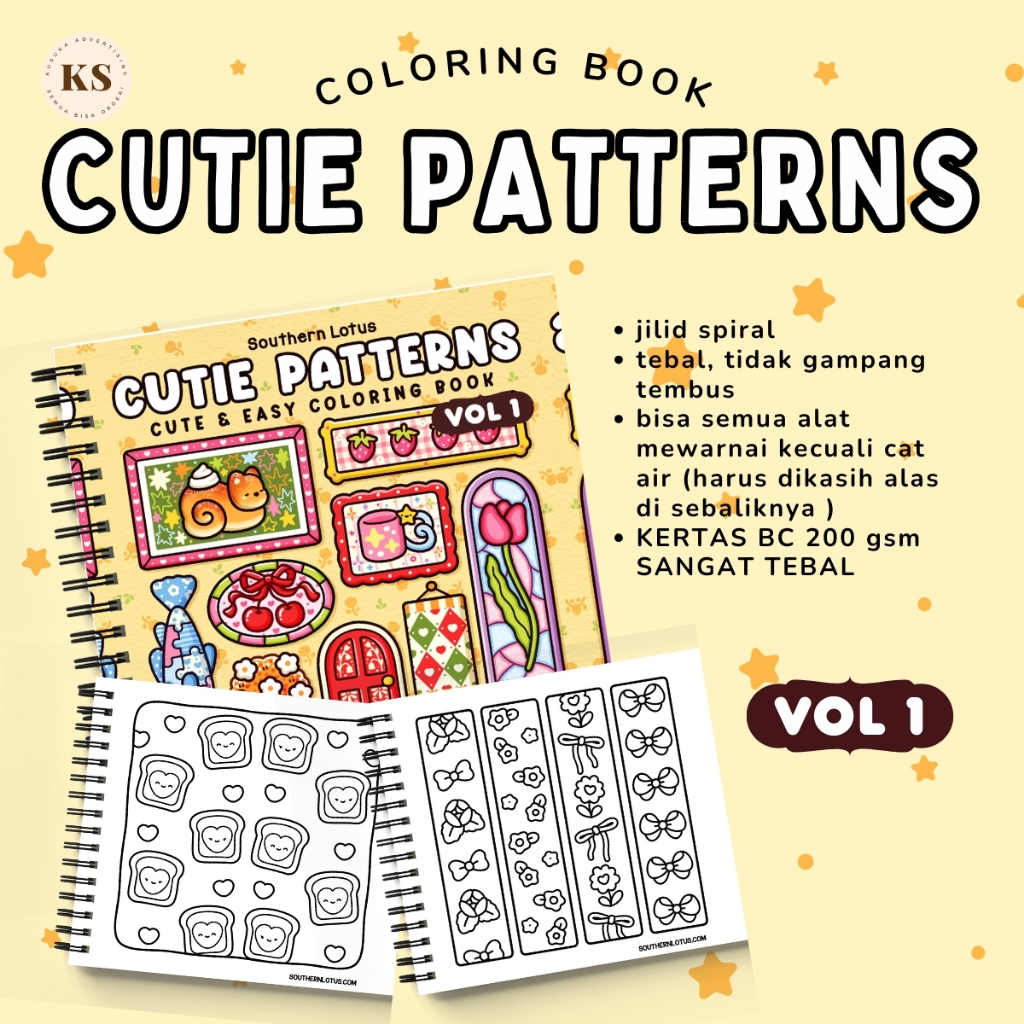 CUTIE PATTERN VOL 1 สมุดระบายสีกิจกรรมผ่อนคลายโคซี่น่ารัก A4 & A5 สมุดระบายสีสําหรับวัยรุ่นและผู้ใหญ