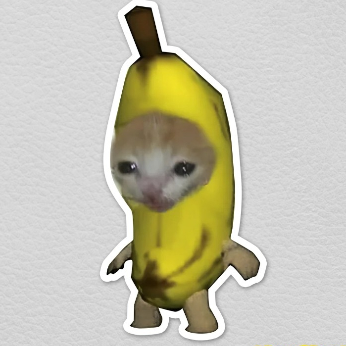 Sad Banana Cat OG Sad Banana Cat สติ๊กเกอร์น่ารัก Meme สติ๊กเกอร์วัสดุไวนิลกันน้ํา