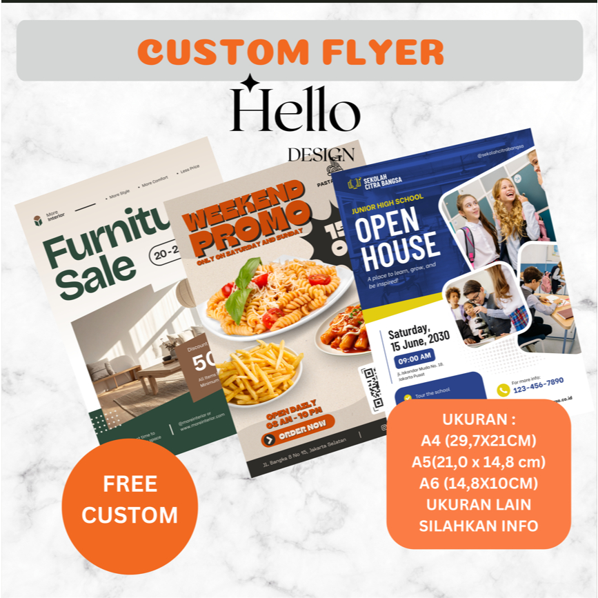 (FREE DESIGN) พิมพ์ Brochures แบบกําหนดเอง / ใบปลิวโปรโมชั่น A4 | A5 | A6