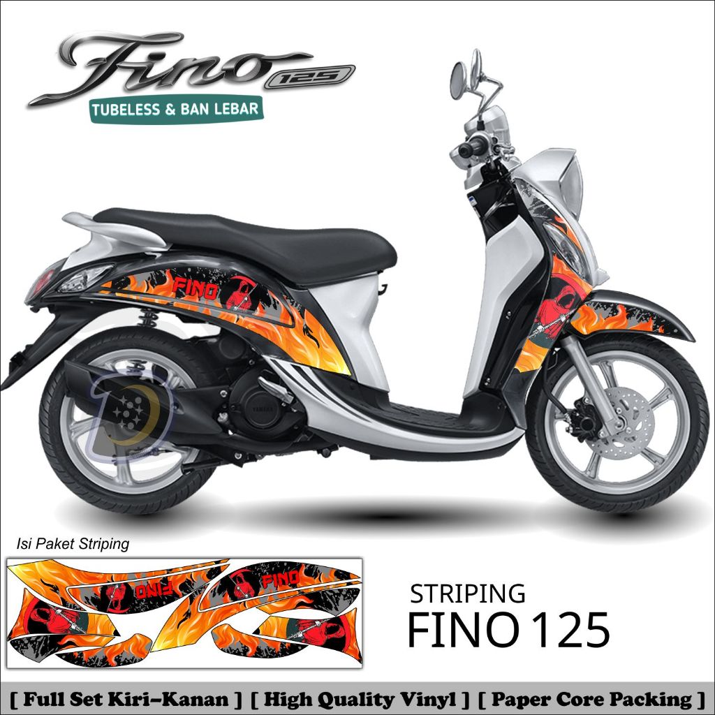 Fino 125 Striping Lis Fino 125 รถจักรยานยนต์ Variation สติกเกอร์ Yamaha Fino 125 Fire Striping