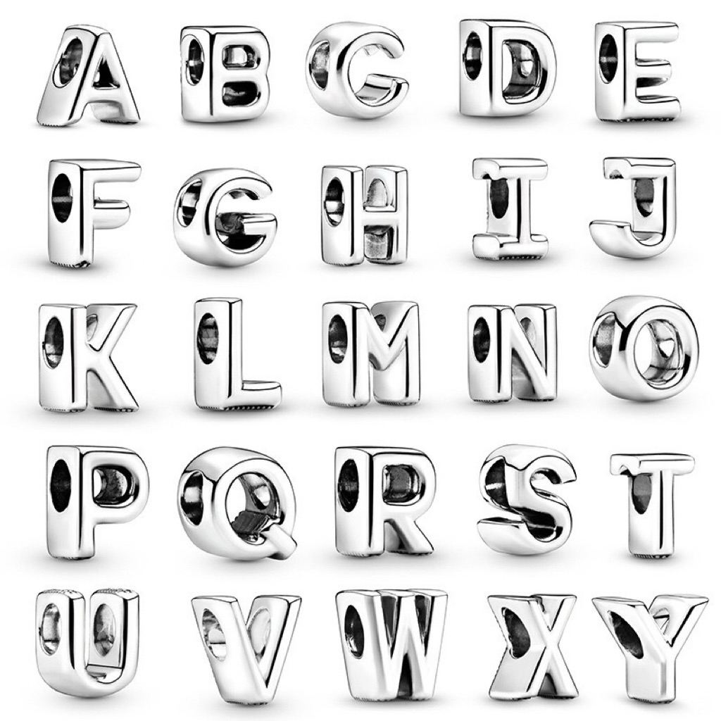 CHARMS BRACELET / สร้อยคอ INITIAL SILVER TITANIUM ANTI-FADE ALPHABET INITIAL NAME / AESTTHETIC ALPHA